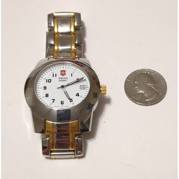 Victorinox Women's Swiss Army Date Watch "Peak" 24970 Gold and Silver Watch - Picture 2 of 3